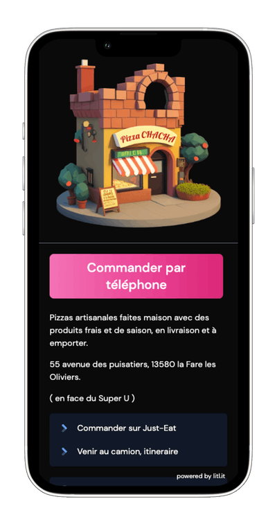 Pizza chacha, Pizza à la Fare les oliviers